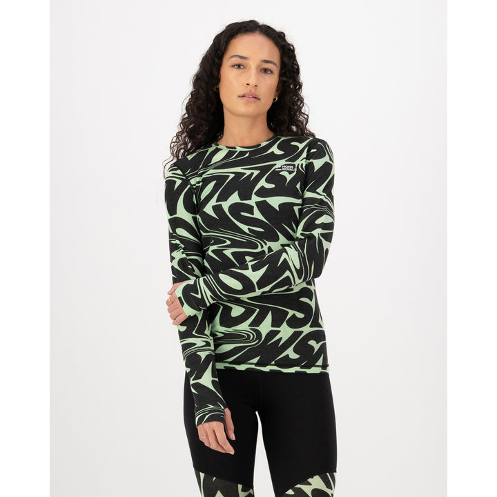 Mons Royale Cascade Merino Base Layer Long-Sleeve Top - Women's Signal Lost Matcha