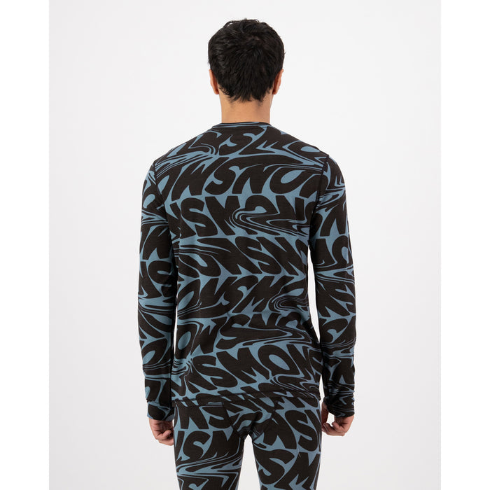 Mons Royale Cascade Merino Base Layer Long-Sleeve Top - Men's Signal Lost Goblin Blue