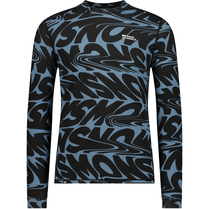 Mons Royale Cascade Merino Base Layer Long-Sleeve Top - Men's Signal Lost Goblin Blue