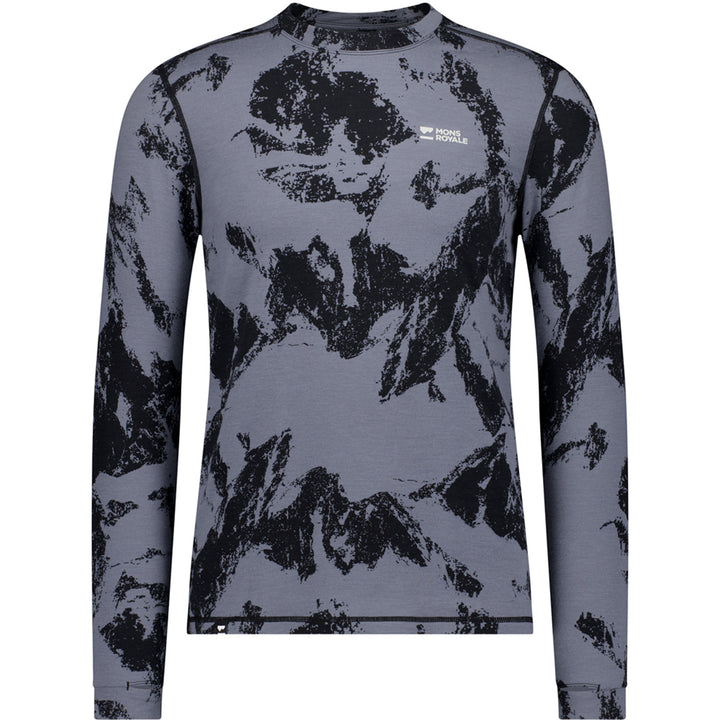 Mons Royale Cascade Merino Base Layer Long-Sleeve Top - Men's Mtn Pixel Grey