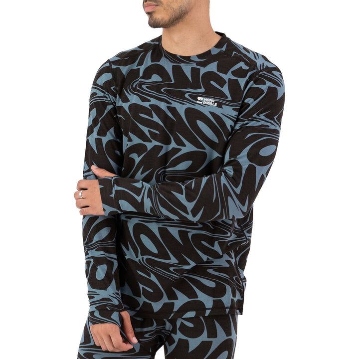 Mons Royale Cascade Merino Base Layer Long-Sleeve Top - Men's Signal Lost Goblin Blue