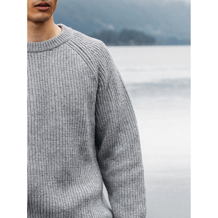 Finisterre Mora Knit Sweater Crew Neck - Men's Grey Blue