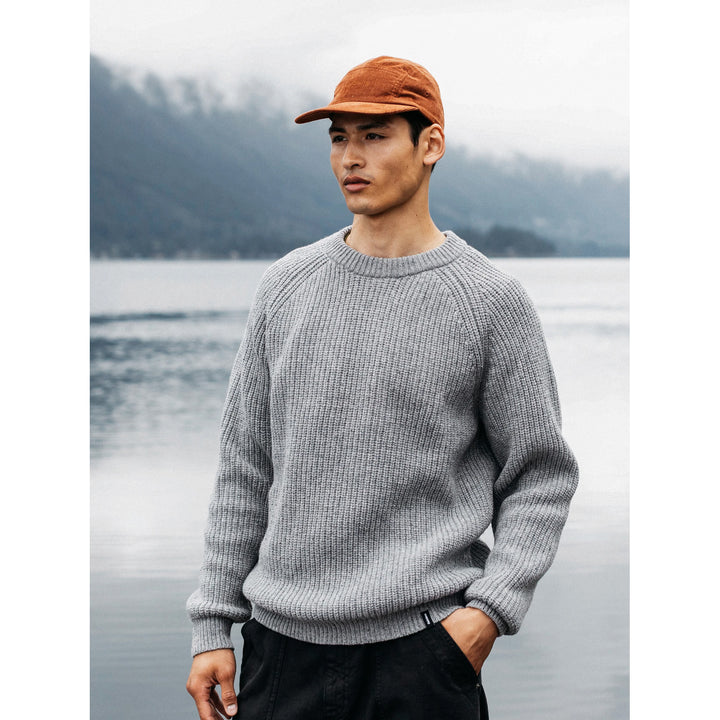 Finisterre Mora Knit Sweater Crew Neck - Men's Grey Blue