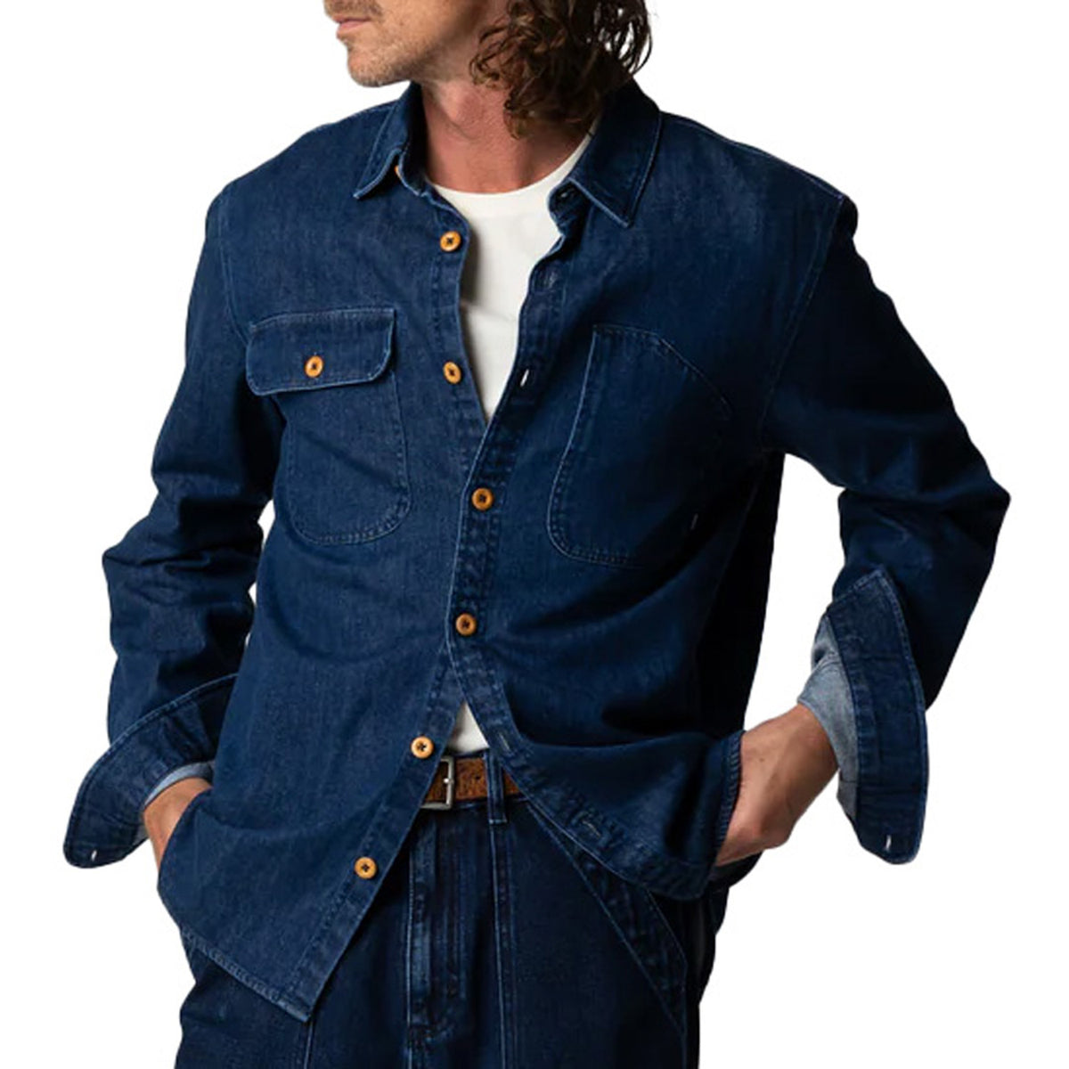 Finisterre Eddystone Denim Shirt - Men's Mid-Wash Indigo Denim