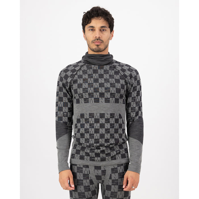 MONS ROYALE Ascender Merino Seamless Hooded Long Sleeve Top - Men's Dried Sage/Black
