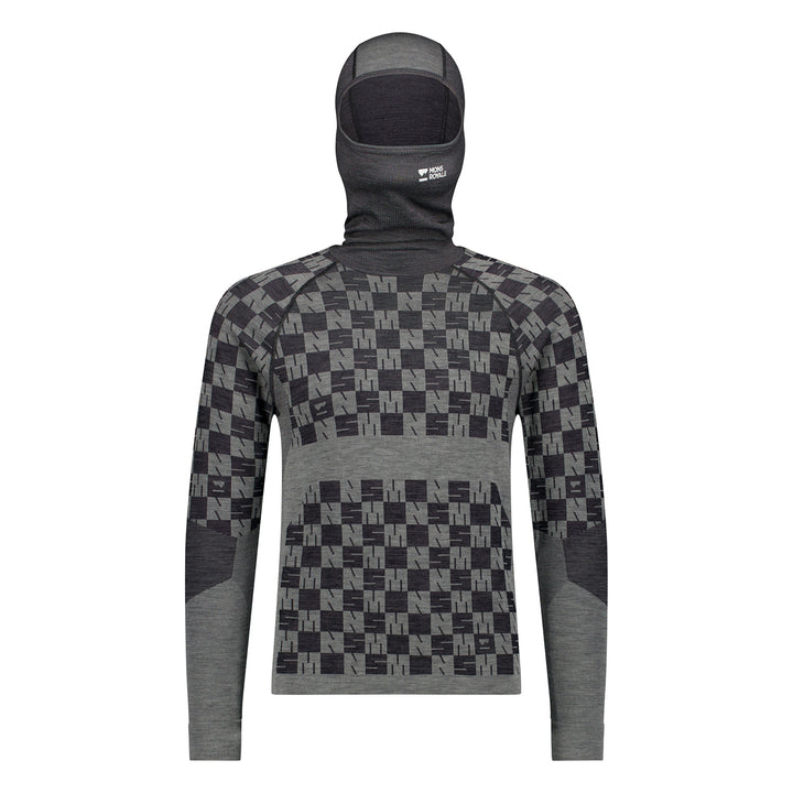 MONS ROYALE Ascender Merino Seamless Hooded Long Sleeve Top - Men's Dried Sage/Black