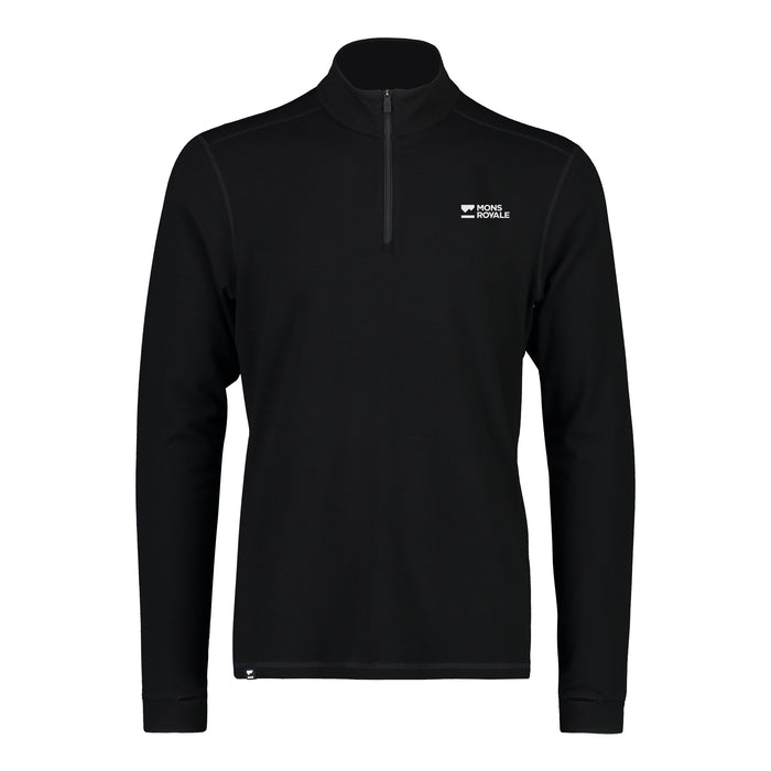 MONS ROYALE Cascade Merino Base Layer 1/4 Zip Long Sleeve Top - Men's Black