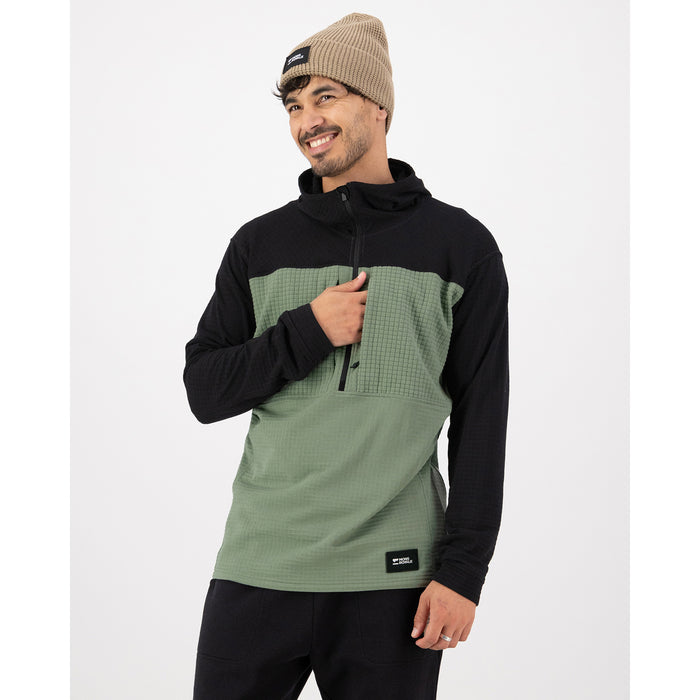 MONS ROYALE Offgrid Merino Fleece 1/2 Zip Long-Sleeve Top - Men's Willow/Black