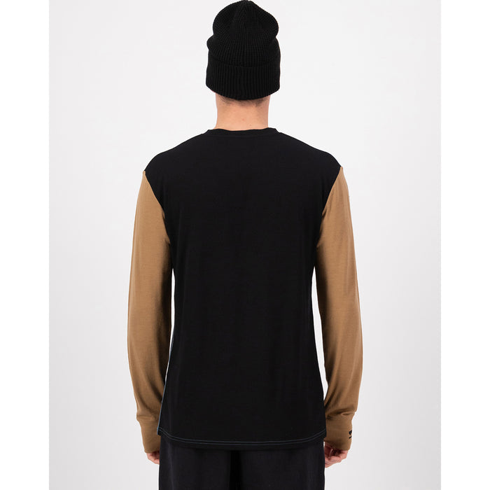Mons Royale Yotei Merino Long-Sleeve Top - Men's Goblin Blue/Toffee/Black