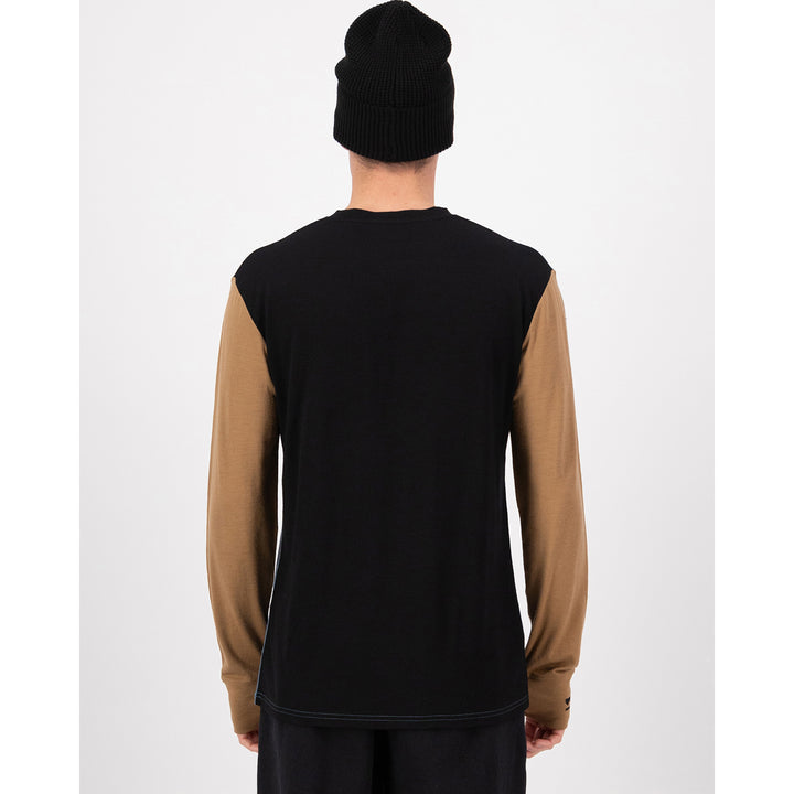 Mons Royale Yotei Merino Long-Sleeve Top - Men's Goblin Blue/Toffee/Black