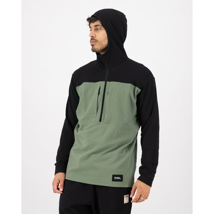 MONS ROYALE Offgrid Merino Fleece 1/2 Zip Long-Sleeve Top - Men's Willow/Black