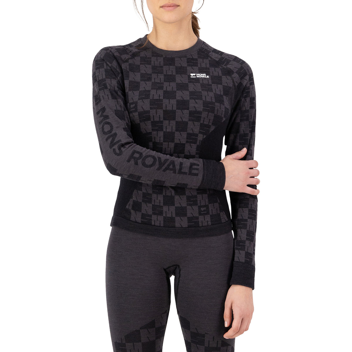 Mons Royale Ascender Merino Seamless Long-Sleeve Top - Women's Forged Iron/Black