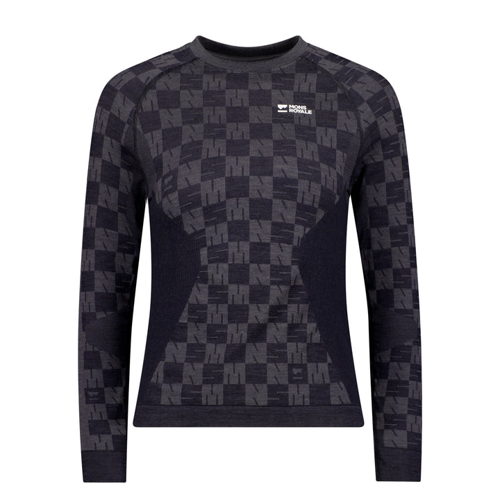 Mons Royale Ascender Merino Seamless Long-Sleeve Top - Women's Forged Iron/Black