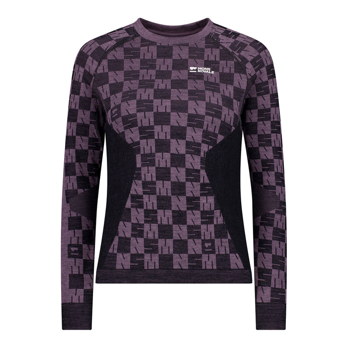 Mons Royale Ascender Merino Seamless Long-Sleeve Top - Women's Mauve/Black
