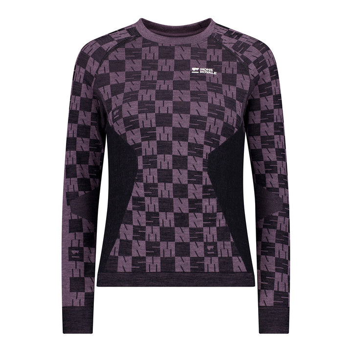Mons Royale Ascender Merino Seamless Long-Sleeve Top - Women's Mauve/Black