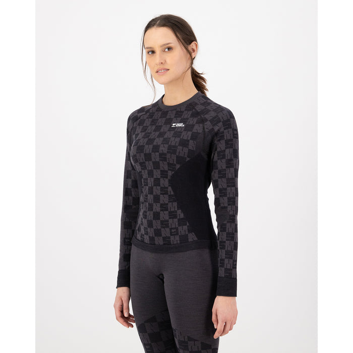 Mons Royale Ascender Merino Seamless Long-Sleeve Top - Women's Forged Iron/Black