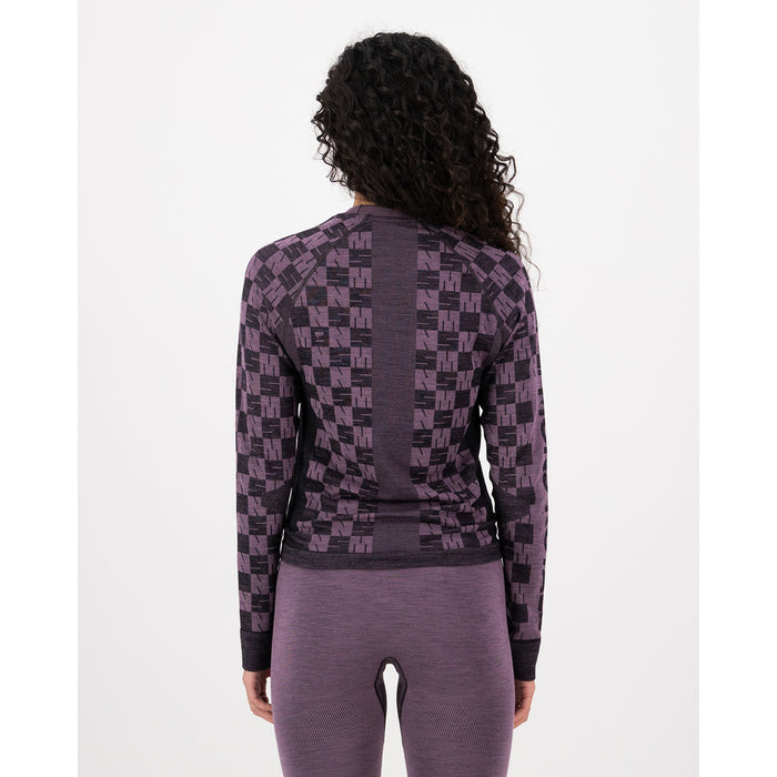 Mons Royale Ascender Merino Seamless Long-Sleeve Top - Women's Mauve/Black