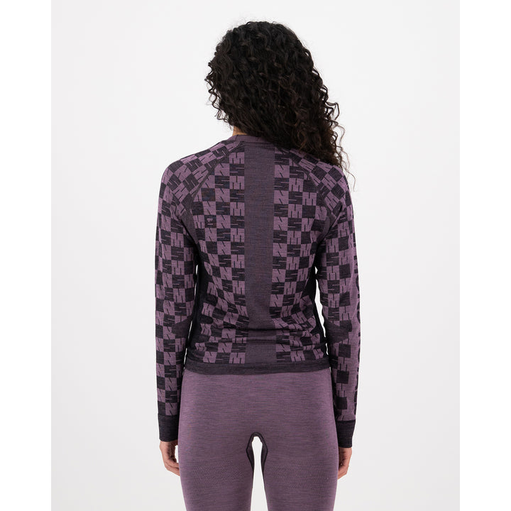 Mons Royale Ascender Merino Seamless Long-Sleeve Top - Women's Mauve/Black