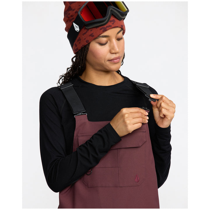 Volcom Creston 3D Stretch Bib Overalls - Women's Oxblood