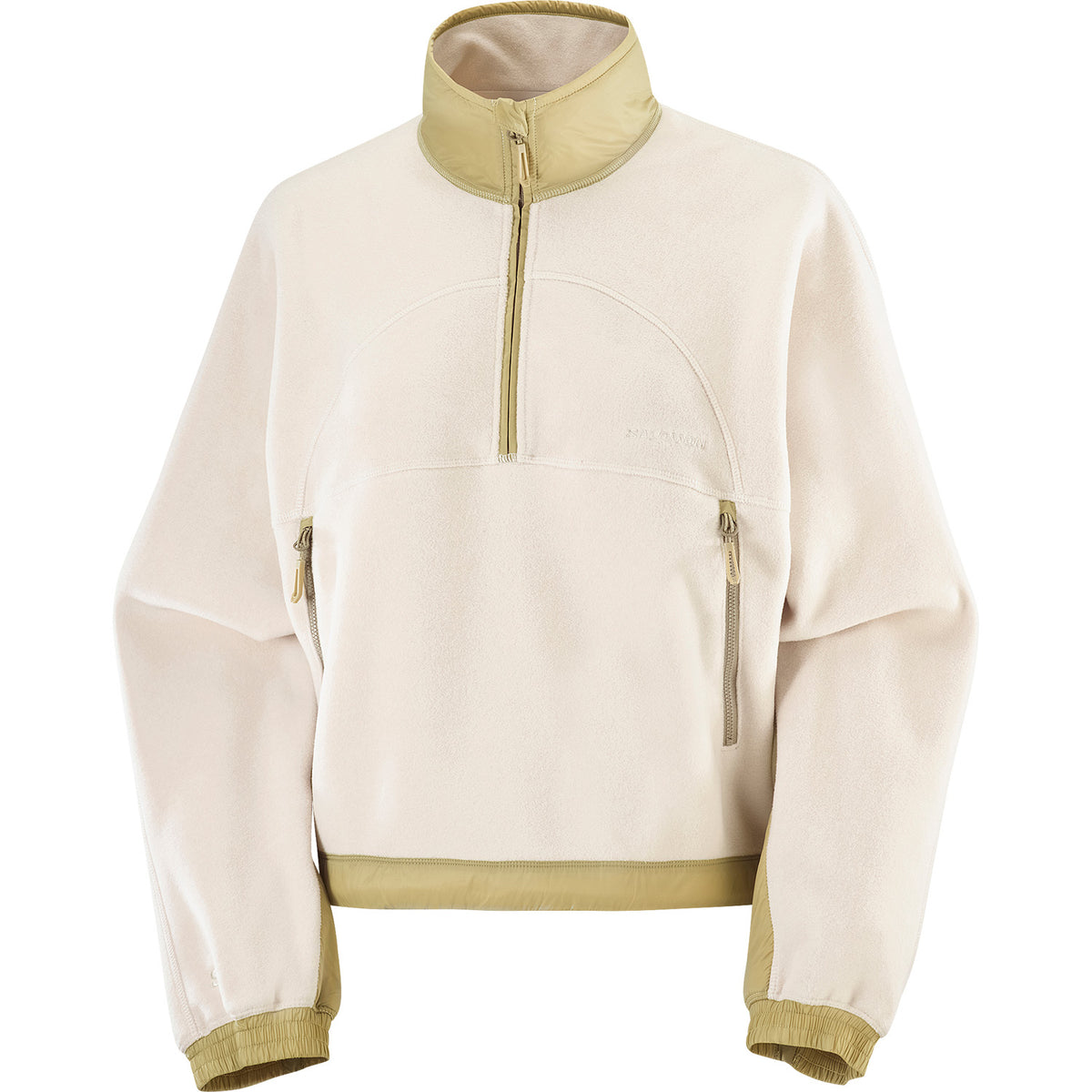 Salomon Chroma Crop Half Zip Fleece - Women's Whisper White/Gray Green