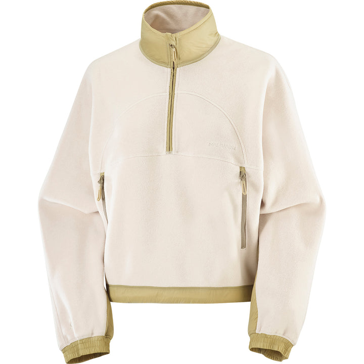 Salomon Chroma Crop Half Zip Fleece - Women's Whisper White/Gray Green