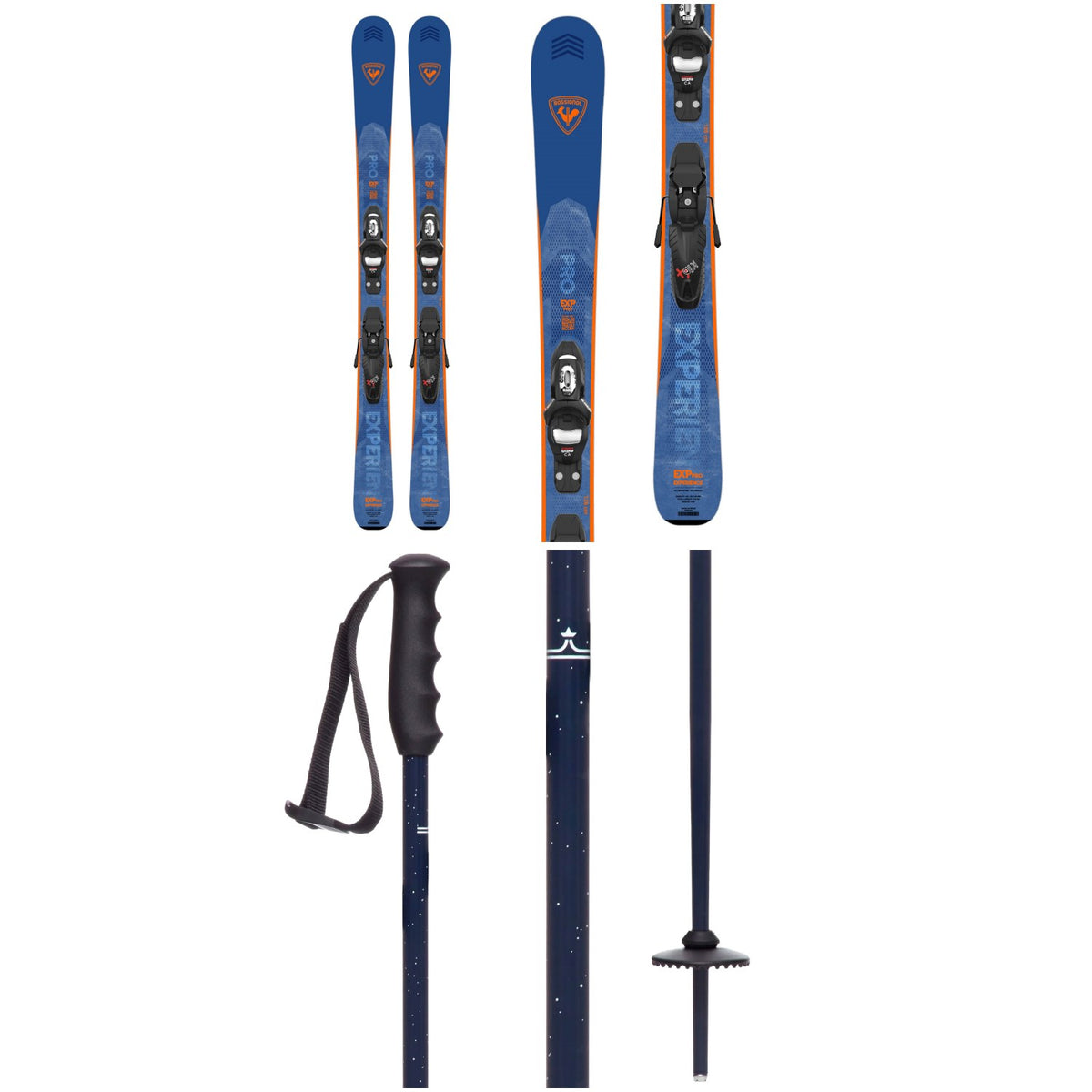 Rossignol Experience Pro Skis + Kid X 4 GW Bindings + evo Lil Send'r Adjustable Ski Poles - Kids'