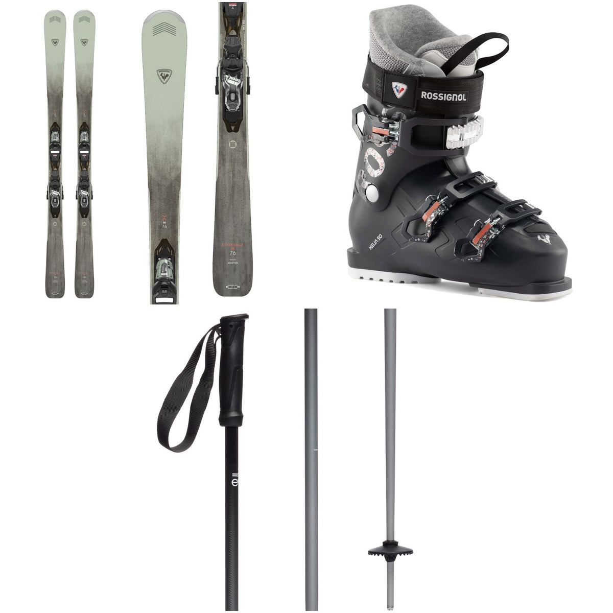 Rossignol Experience 76 Skis + Xpress 10 GW Bindings + Rossignol Kelia 50 Ski Boots - Women's 2025 + evo Merge Ski Poles