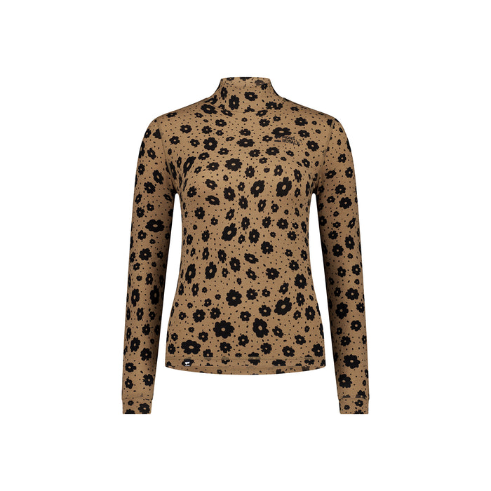 Mons Royale Cascade Merino Base Layer Mock Neck Long Sleeve Top - Women's Aoraki Lily Toffee