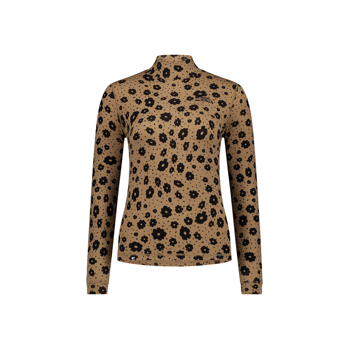 Mons Royale Cascade Merino Base Layer Mock Neck Long Sleeve Top - Women's Aoraki Lily Toffee