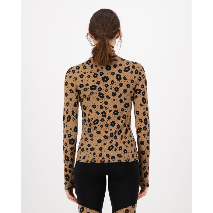 Mons Royale Cascade Merino Base Layer Mock Neck Long Sleeve Top - Women's Aoraki Lily Toffee