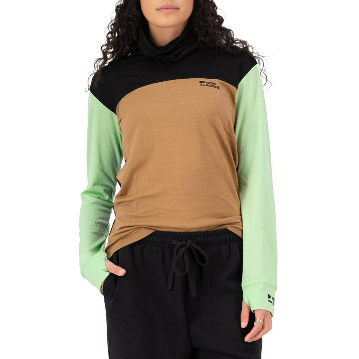 MONS ROYALE Yotei Merino High Neck Long-Sleeve Top - Women's Matcha/Toffee/Black