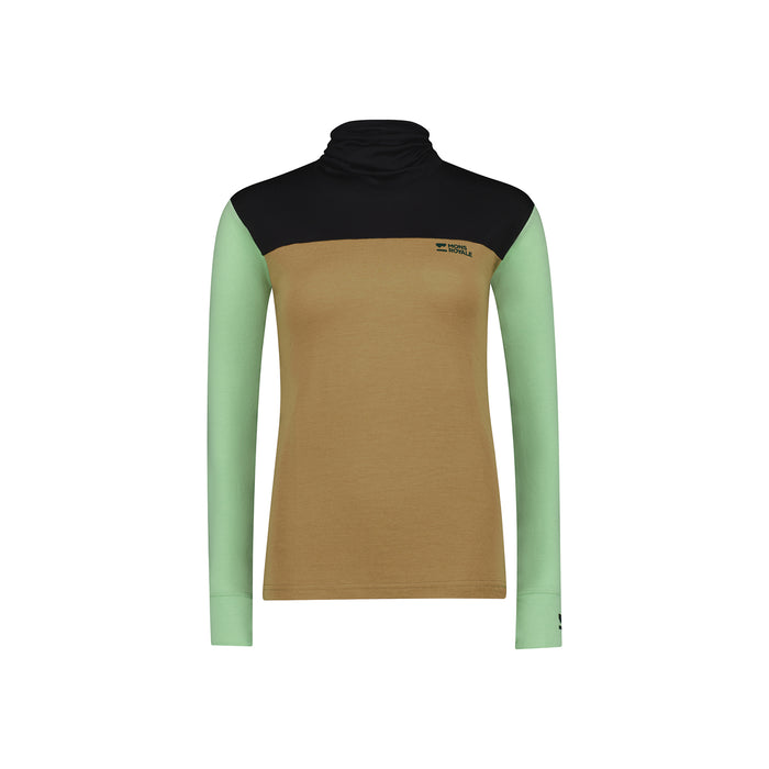 MONS ROYALE Yotei Merino High Neck Long-Sleeve Top - Women's Matcha/Toffee/Black