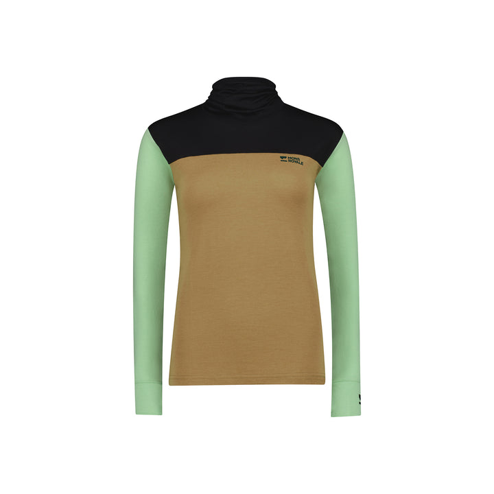 MONS ROYALE Yotei Merino High Neck Long-Sleeve Top - Women's Matcha/Toffee/Black