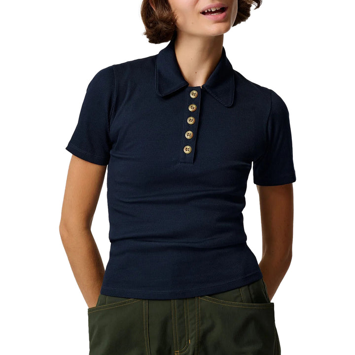 Hikerkind Ribbed Merino Polo - Women's Woad