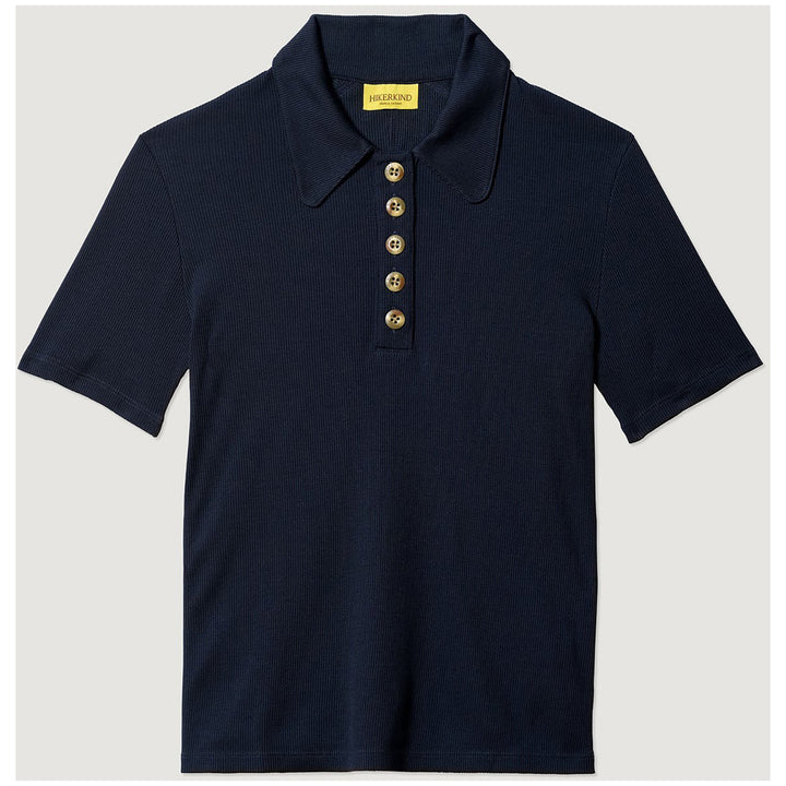 Hikerkind Ribbed Merino Polo - Women's Woad