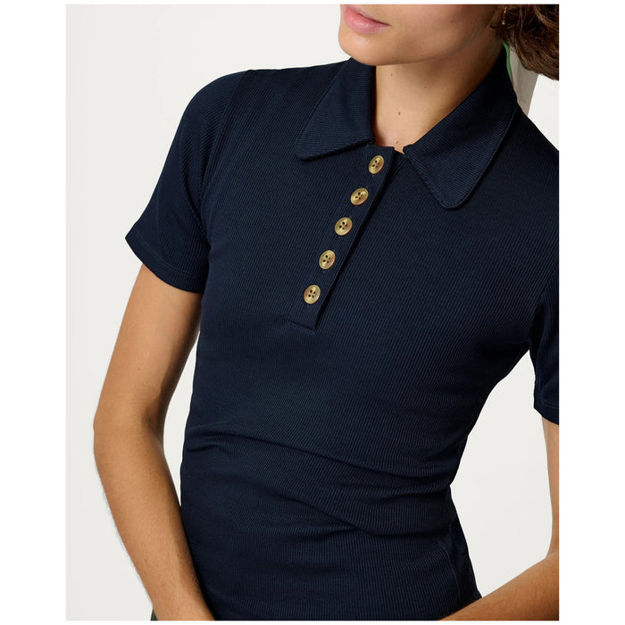 Hikerkind Ribbed Merino Polo - Women's Woad