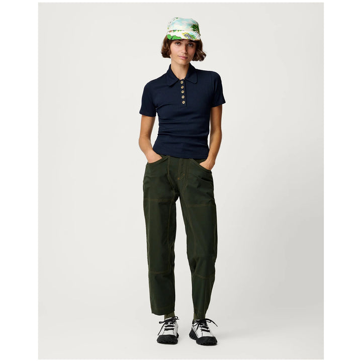Hikerkind Ribbed Merino Polo - Women's Woad