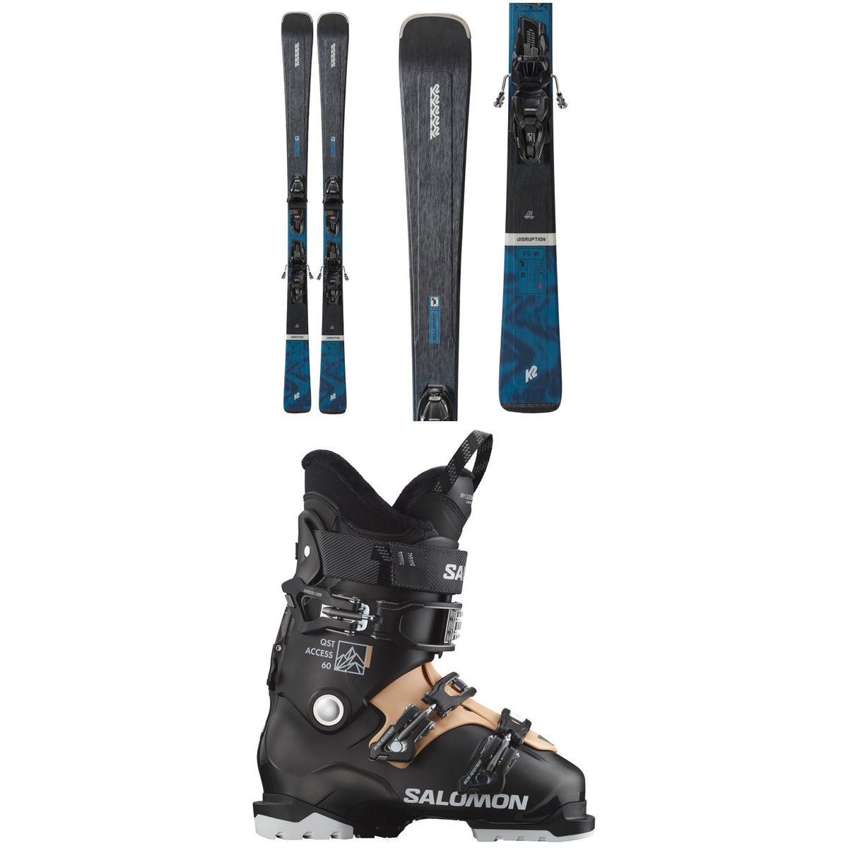 K2 Disruption 75 W Skis + Erp 10 Quikclik Free Bindings + Salomon QST Access 60 W Ski Boots - Women's 2025