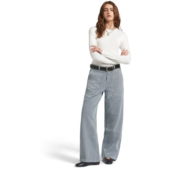 Brixton Jane Utility Wide Leg Pants - Women's Off White/Mood Indigo