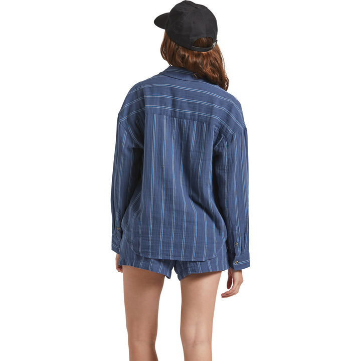 Brixton Wandering Long-Sleeve Overshirt - Women's Berring Sea/White