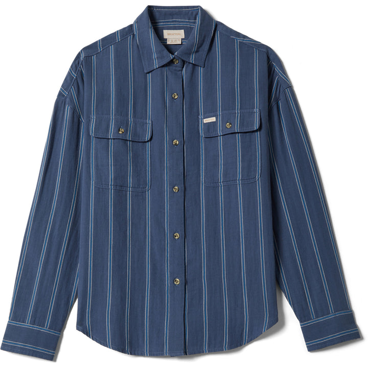 Brixton Wandering Long-Sleeve Overshirt - Women's Berring Sea/White