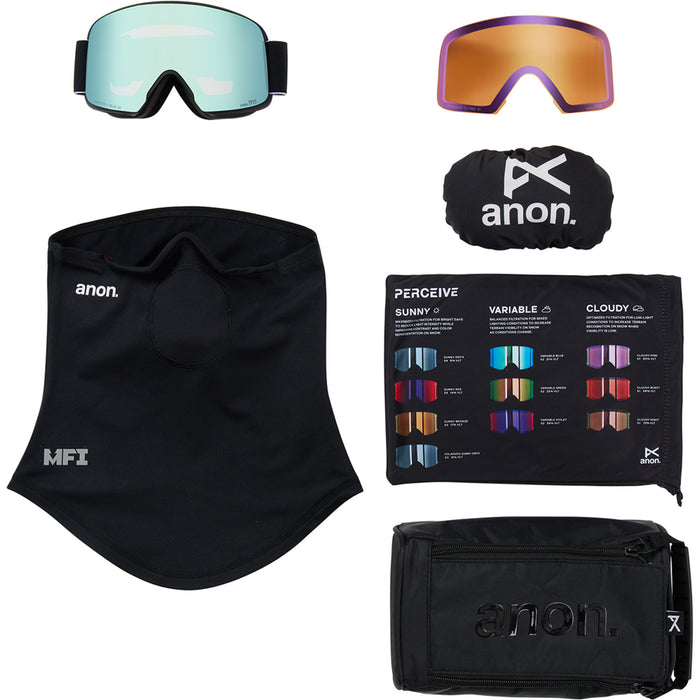 Anon M6 Low Bridge Fit Goggles Black/Perceive Variable Blue+Perceive Cloudy Pink