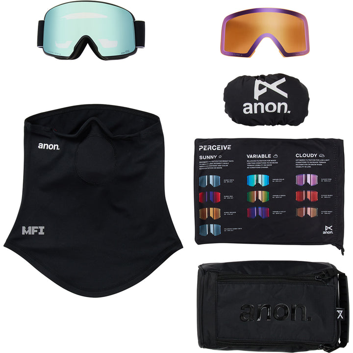 Anon M6 Low Bridge Fit Goggles Black/Perceive Variable Blue+Perceive Cloudy Pink
