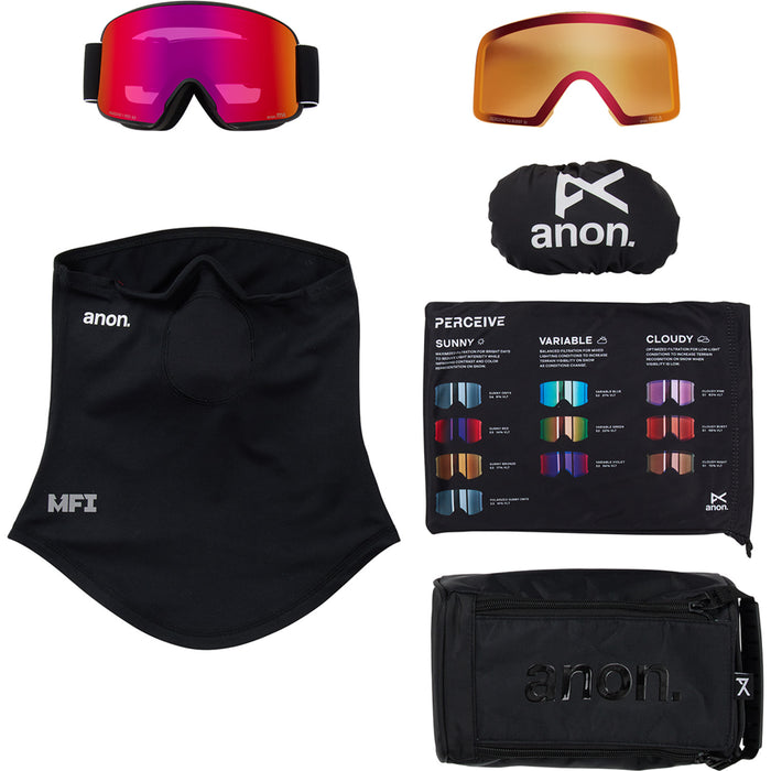 Anon M6 Low Bridge Fit Goggles Black/Perceive Sunny Red+Perceive Cloudy Burst
