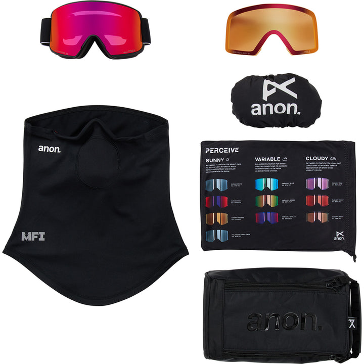 Anon M6S Low Bridge Fit Goggles Black/Perceive Sunny Red+Perceive Cloudy Burst