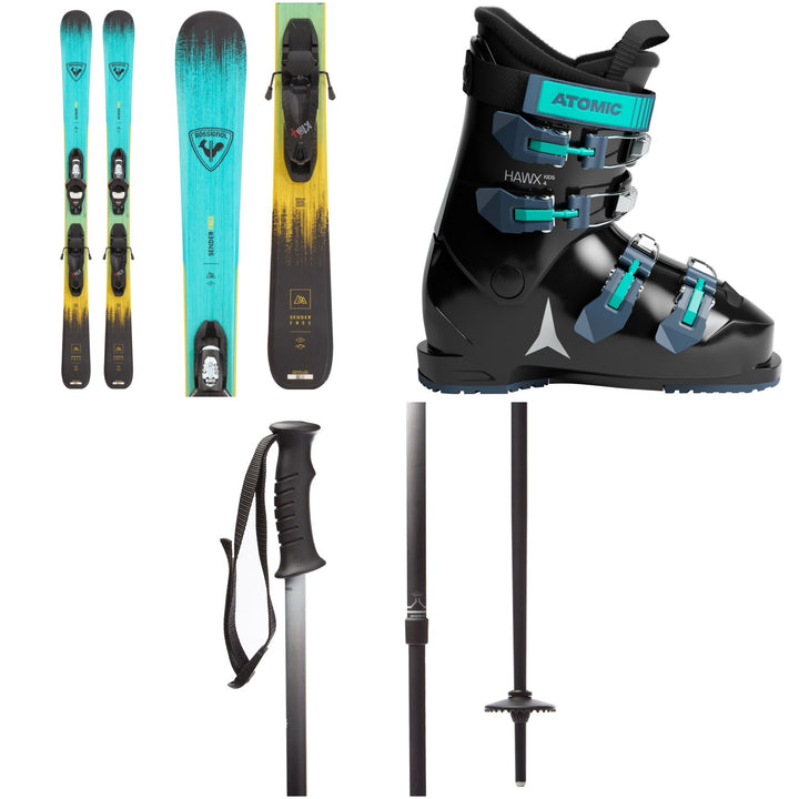 Rossignol Sender Free Jr Skis + Kid X 4 GW Bindings + Atomic Hawx Kids 4 Ski Boots + evo Lil Send'r Adjustable Ski Poles - Kids' 2026