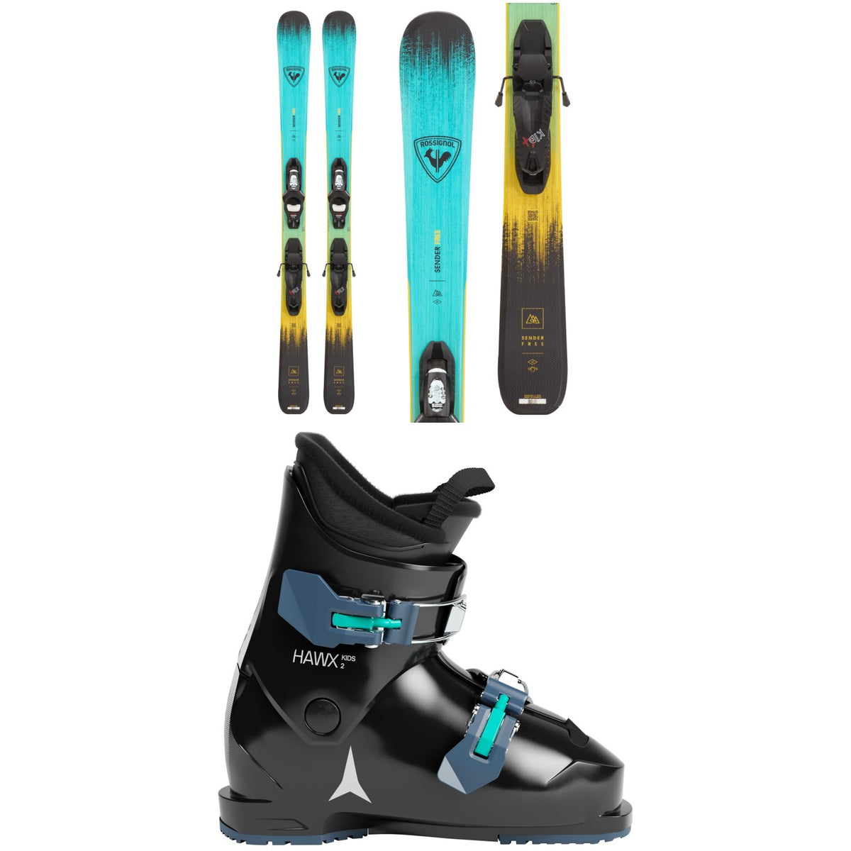 Rossignol Sender Free Jr Skis + Kid X 4 GW Bindings + Atomic Hawx Kids 2 Ski Boots - Kids' 2026