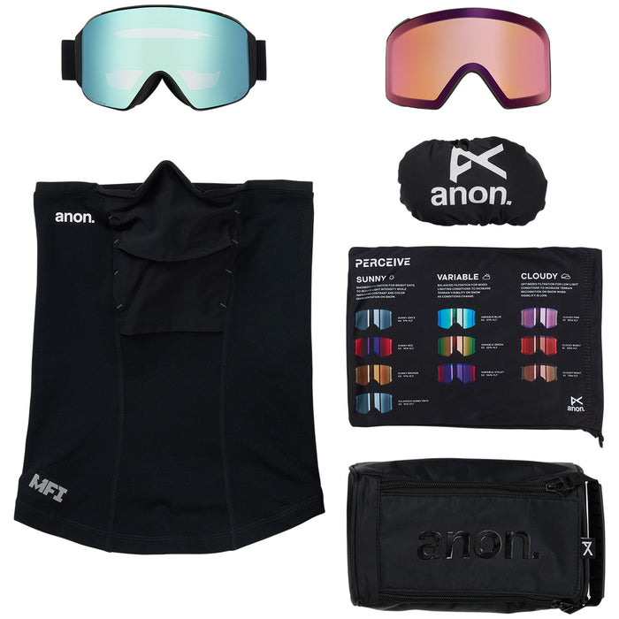Anon M4 Cylindrical MFI Low Bridge Fit Goggles Black/Perceive Variable Blue+Perceive Cloudy Pink