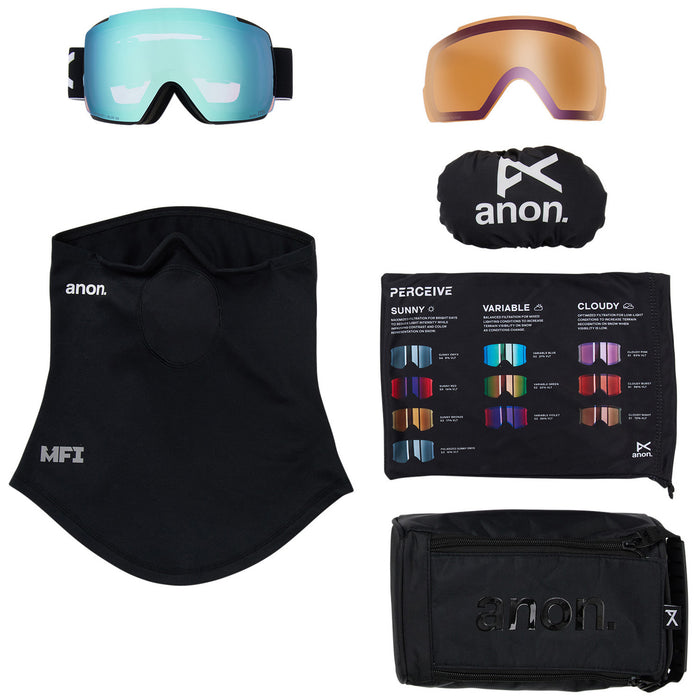 Anon M5 MFI Low Bridge Fit Goggles Black/Perceive Variable Blue+Perceive Cloudy Pink