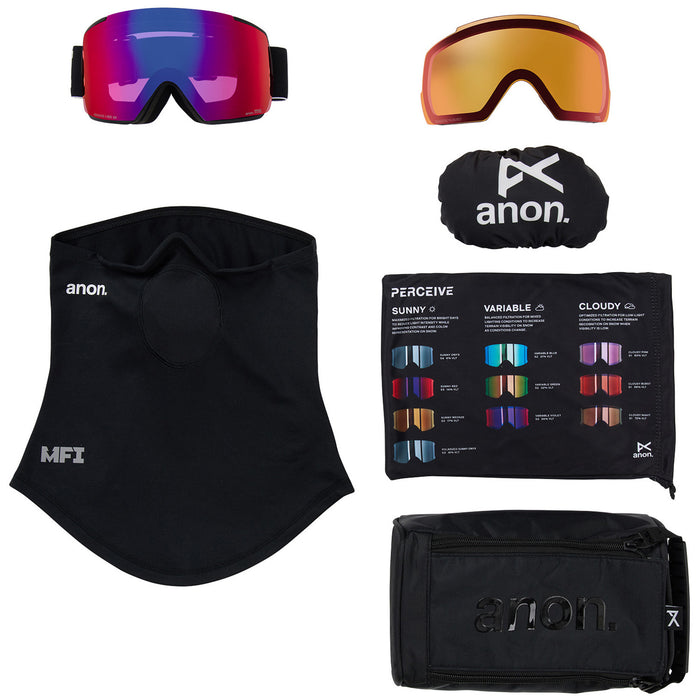 Anon M5 MFI Low Bridge Fit Goggles Black/Perceive Sunny Red+Perceive Cloudy Burst
